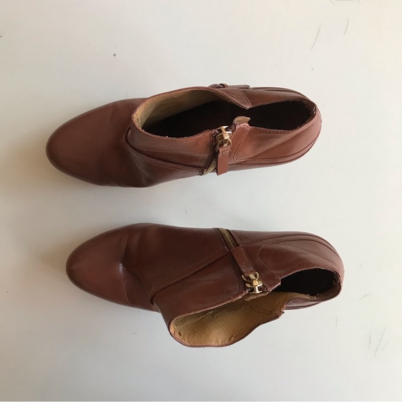 NINE WEST cognac brown booties small heels leather - Picture 4 of 8